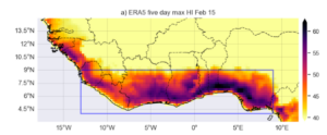 Dangerous humid heat in southern West Africa about 4°C hotter due to climate change