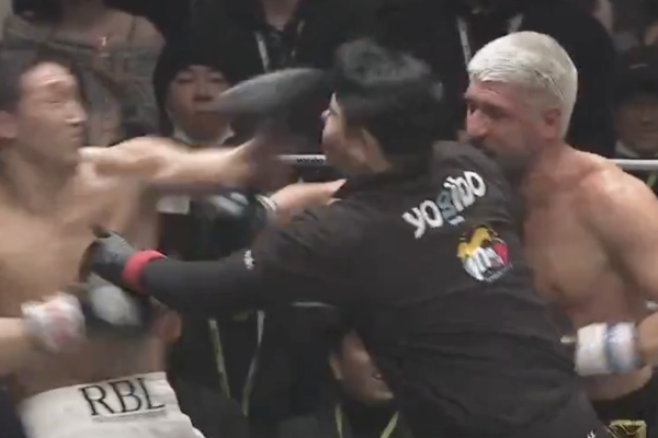 Video: Referee punched in the face as Rukiya Anpo, Sina Karimian get in mid-fight brawl at Rizin