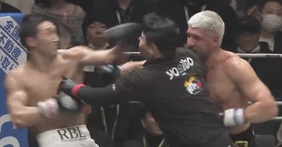 Video: Referee punched in the face as Rukiya Anpo, Sina Karimian get in mid-fight brawl at Rizin