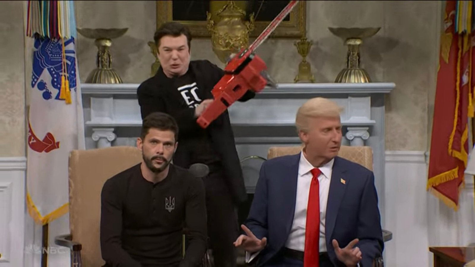 SNL dragged for ‘classless’ skit on Trump-Zelensky clash — with appearance by Mike Myers as Musk